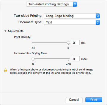 long edge short edge binding for two sided mac print